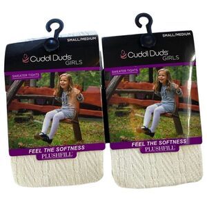 Cuddl Duds Girl’s S/M Ivory Sweater Tights - 2 Pairs